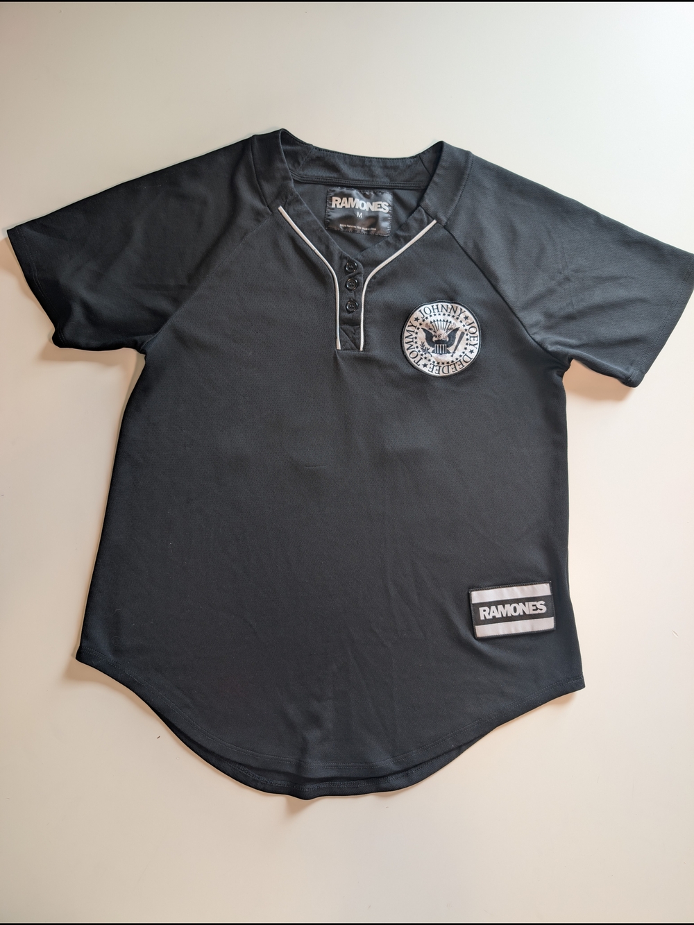 Ramones 76 Baseball Jersey Black Mesh Punk Rock Band Merch Men's Size M